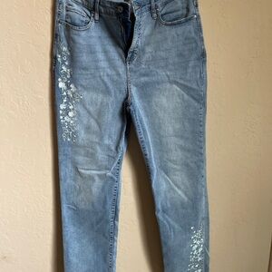 Floral Embroidered Denim Jeans